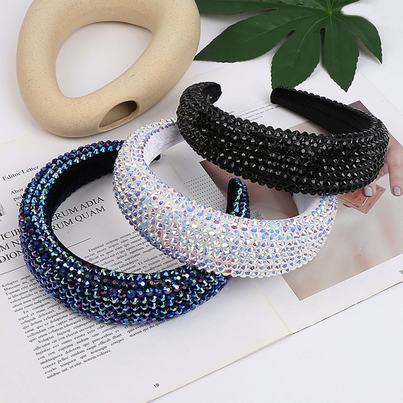 Flgo Băng Đô Cài Tóc Đệm Nhung AB Đính Đá Lấp Lánh