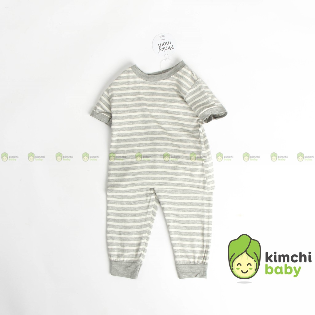 Đồ Bộ Bé Gái, Bé Trai Minky Mom Vải Thun Lạnh Quần Dài Họa Tiết Kẻ Sọc, Bộ Cộc Tay Cho Bé Mặc Nhà MKMTD2102