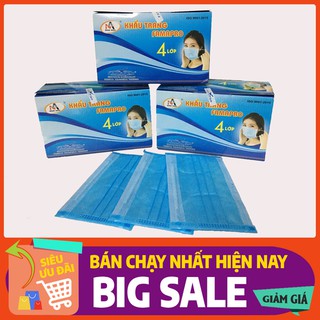 Khẩu trang y tế 4 lớp giấy kháng khuẩn 4U FAMAPRO hộp 50 chiếc