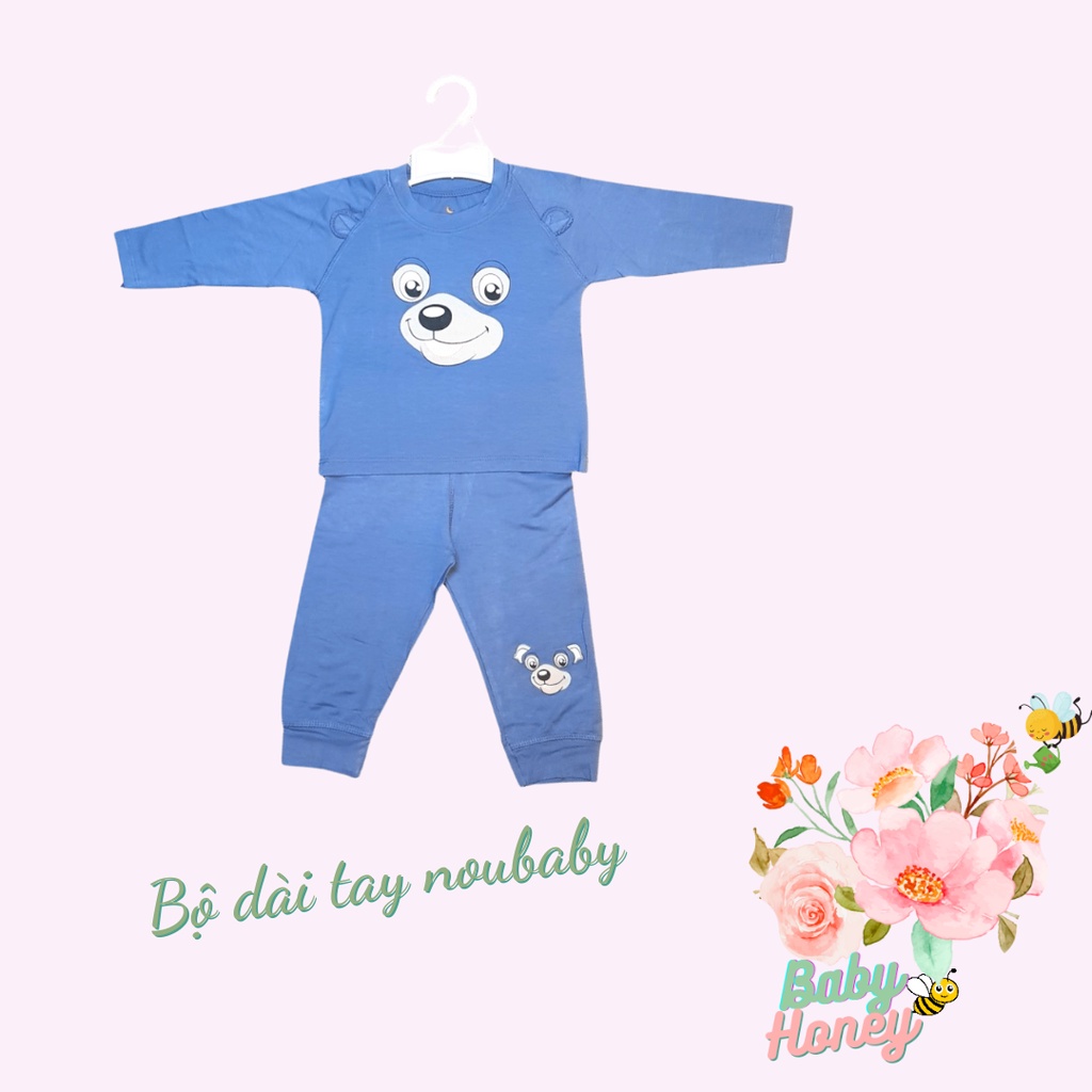 Bộ quần áo thu đông cho bé Noubaby họa tiết gấu 100% Bamboo sợi tre cao cấp