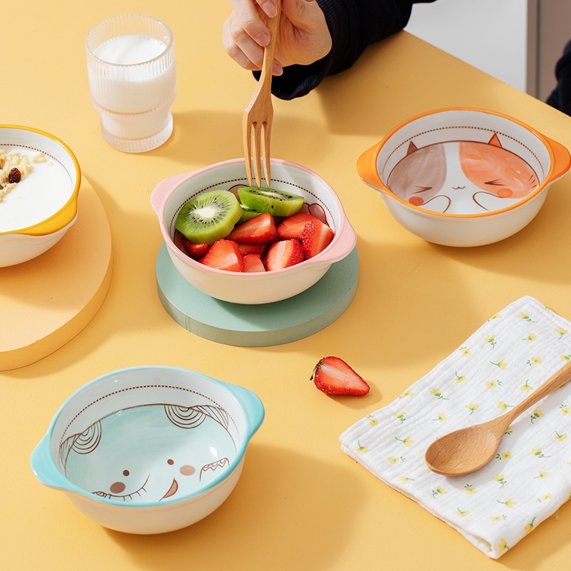 Bộ BÁT TÔ hình Động Vật Siêu Đáng Yêu, Gốm An Toàn Chịu Nhiệt Cao