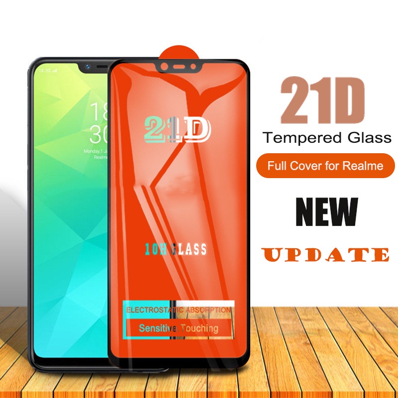 Kính Cường Lực Full Màn 21D Cho Realme C2 C3 C11 C12 C21Y C15 C17 3 5 6 7 Pro 5i 6i 7i