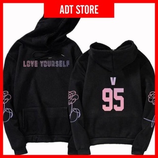 Áo Hoodie nỉ V BTS hoody dài tay áo nỉ thu đông có mũ