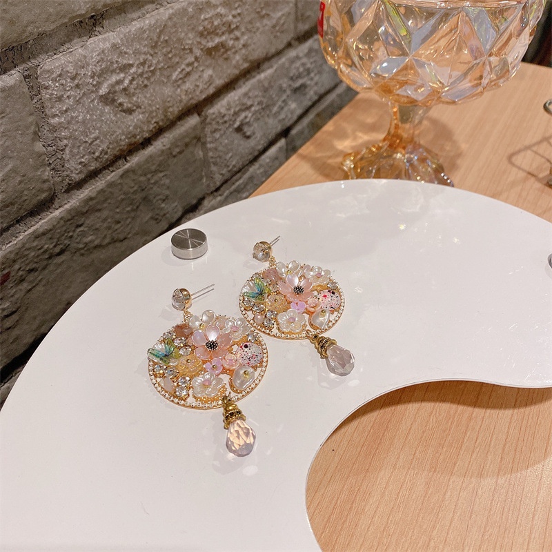 Bông Tai Mạ Bạc 925 Hình Hoa Sang Trọng Phong Cách Bohemian