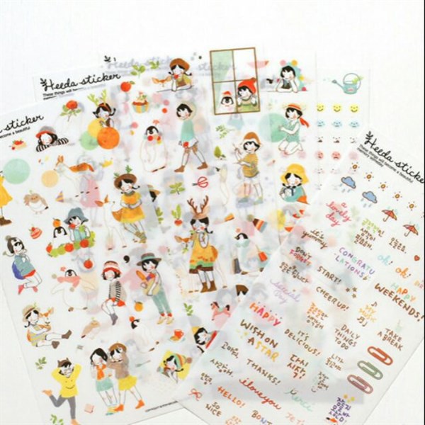 Bộ 6 tấm sticker trang trí Heeda