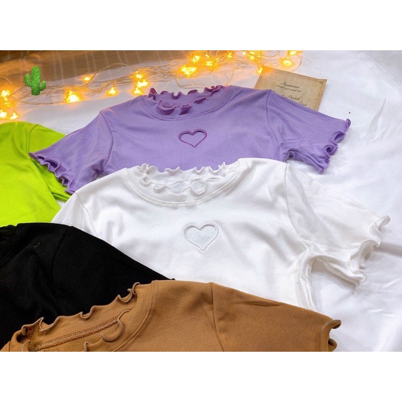 Áo Thun Croptop Ôm Body Khoét Ngực Tim 🖤🖤