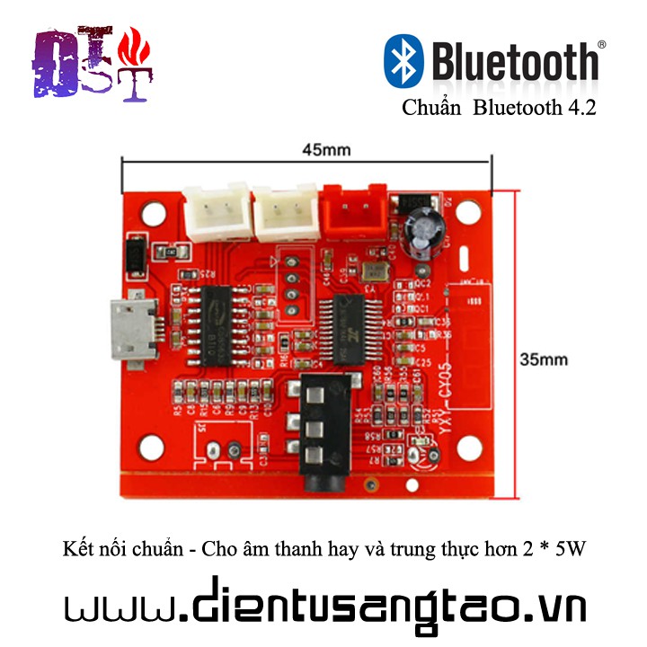 Mạch khuếch đại âm thanh  2x5W Bluetooth 4.2 micro USB 5V