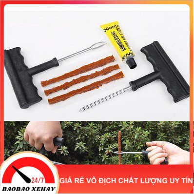 [HOT SALE] Bộ vá lốp không săm xe máy ô tô đa năng 6 chi tiết, Bộ dụng cụ vá lốp, Bộ dụng cụ vá xe- BAOBAO