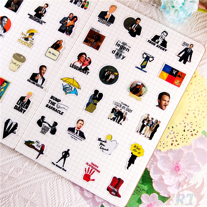 ★★★ Sticker Dán Trang Trí Nhật Ký Bằng Tay How I Met Your Mother Q-3 ★★★ Set 48 Miếng Dán Trang Trí Album Thời Trang DIY