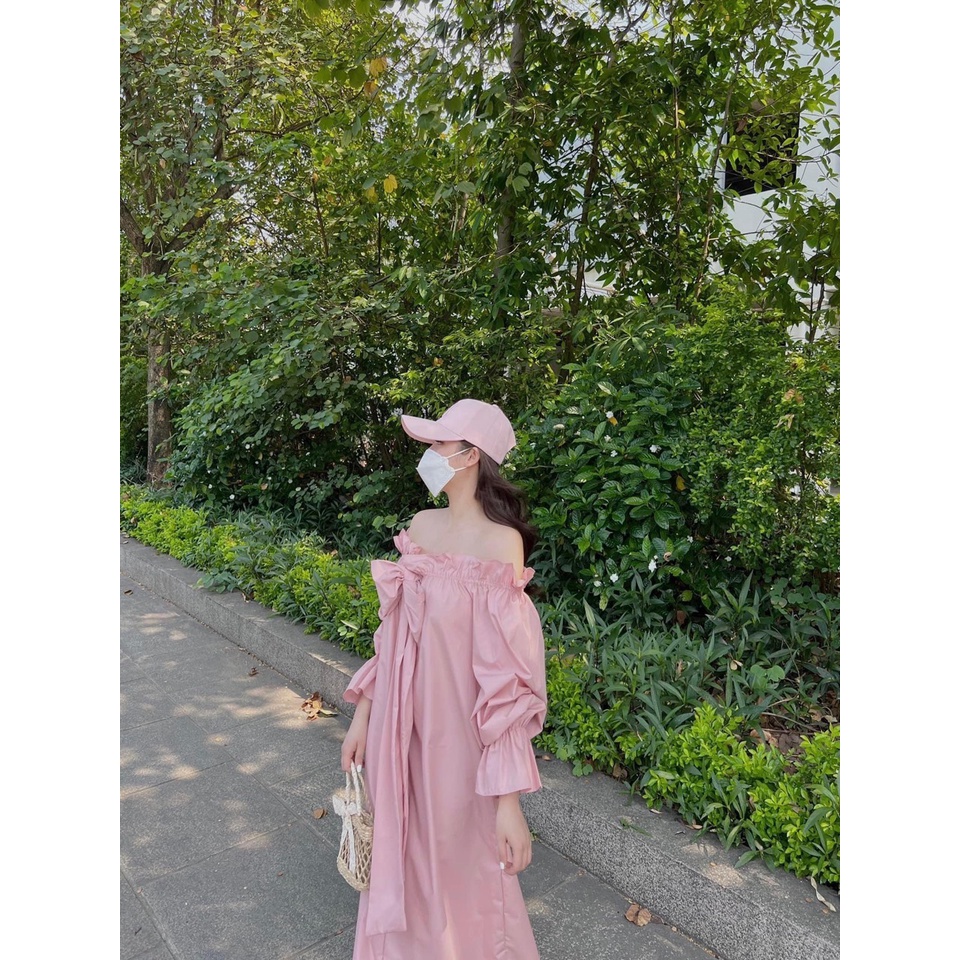 Váy trễ vai duyên dáng đầm maxi nữ dáng dài DN378