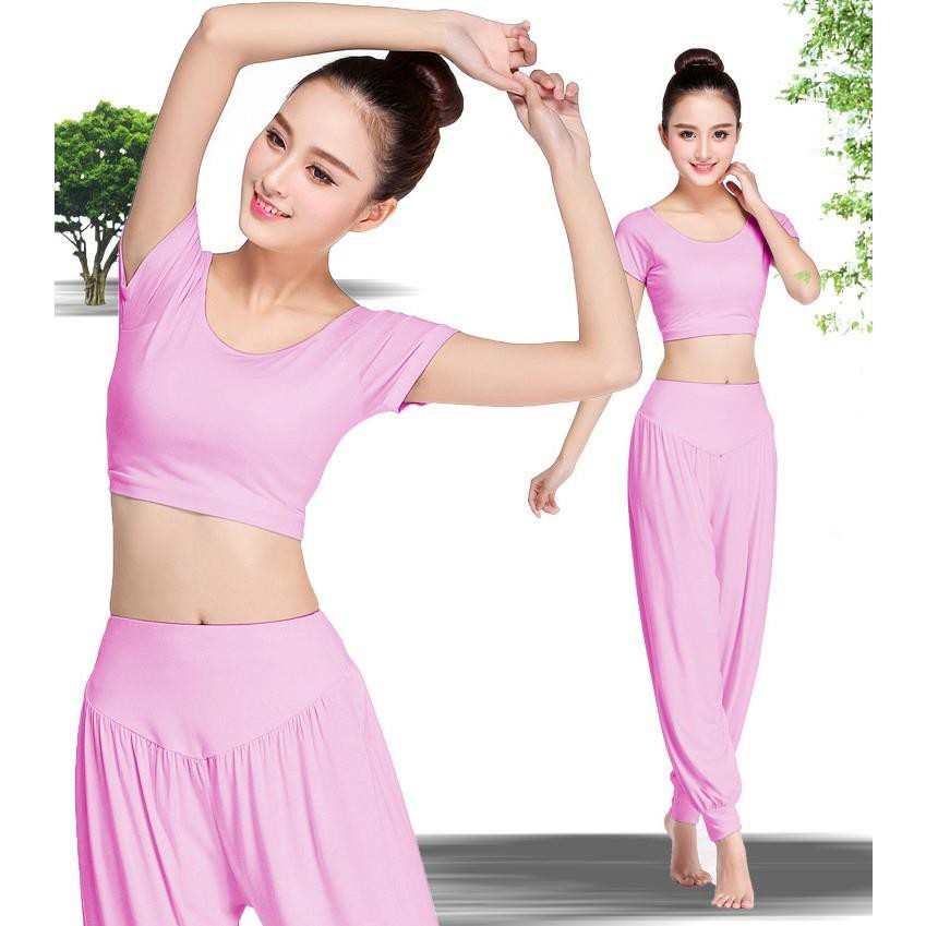 Bộ tập yoga alibaba múa bụng B01 áo croptop khoe bụng ngocthaostore