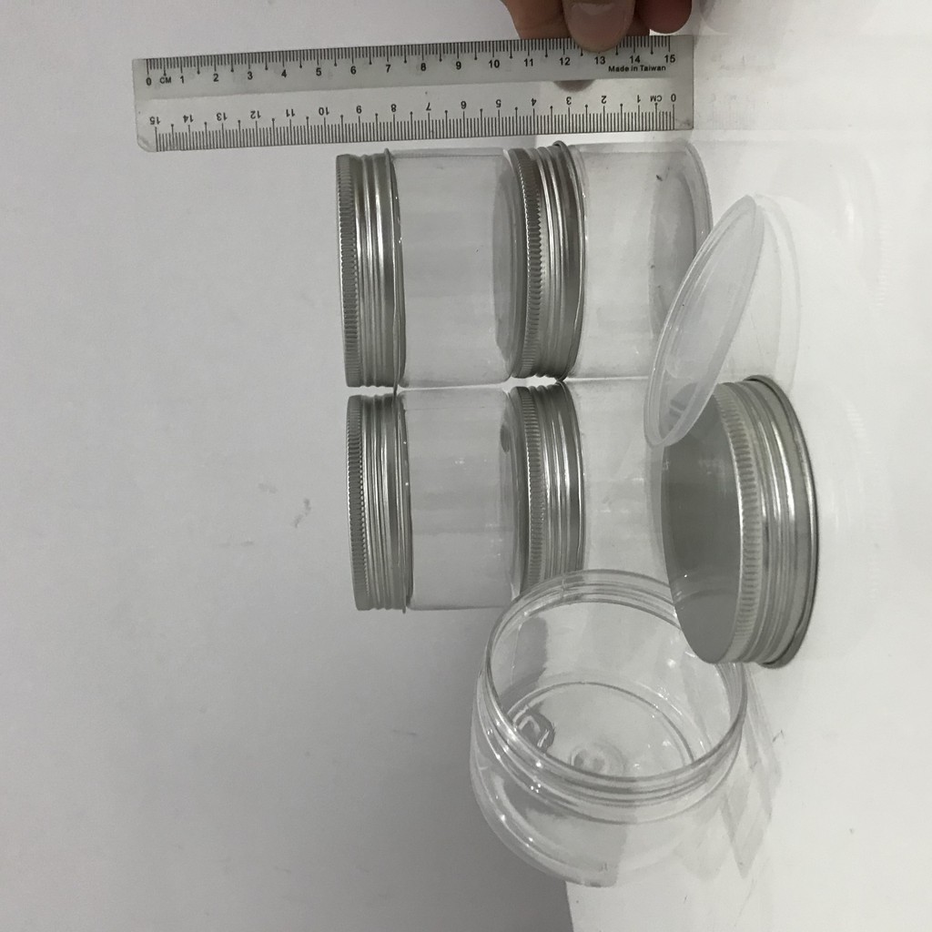 50 CÁI HỦ NHỰA TRÒN NẮP NHÔM THIẾC 100GR / 50GR -  50 HỦ PET 100GR / 50GR -HỦ NHỰA TRÒN TỐT ĐỰNG MỸ PHẨM VÀ ĐỒ KHÔ LOẠI