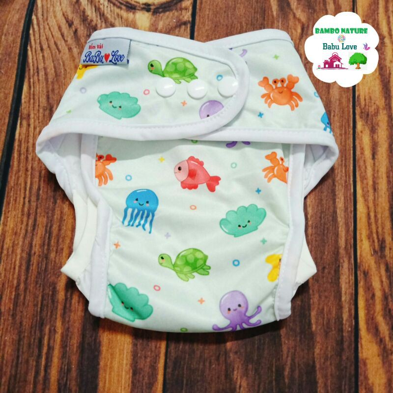 BỘ BỈM VẢI HIỆN ĐẠI BAMBOO NATURE BABU LOVE CHỐNG TRÀN SIZE M, L