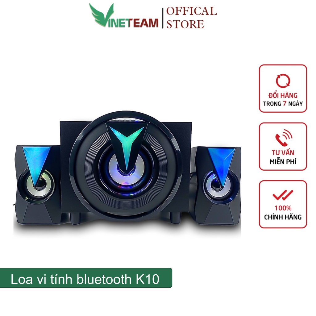 Loa bluetooth vi tính máy tính để bàn bass mạnh, led đẹp cực chất có dây giá rẻ Vinetteam K10 -dc4611