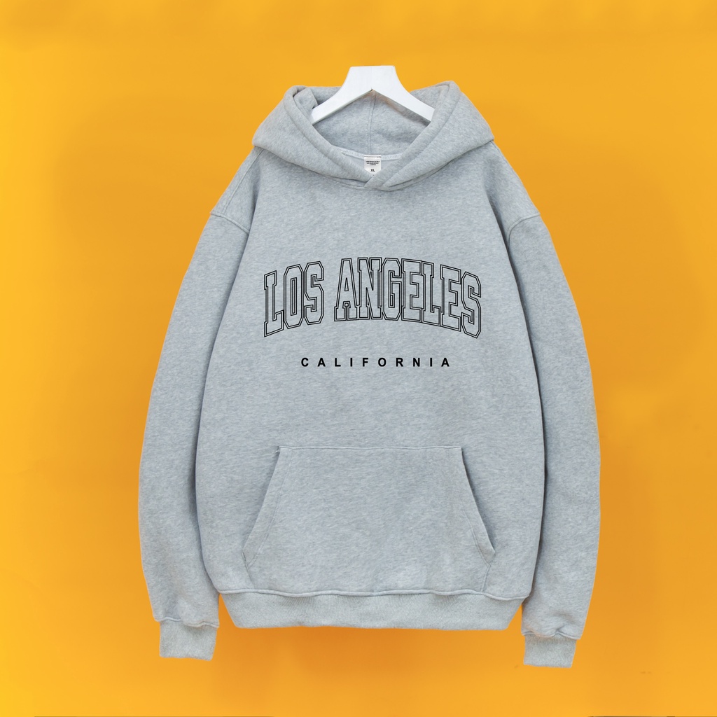 Áo nỉ hoodie LOS.ANGELES Hogoto shop, áo nỉ bông cotton unisex nam nữ form rộng oversize chất liệu Cotton