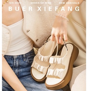 Giày sandal bằng da thật có khóa gài phong cách cổ điển thời trang mùa hè cho nữ