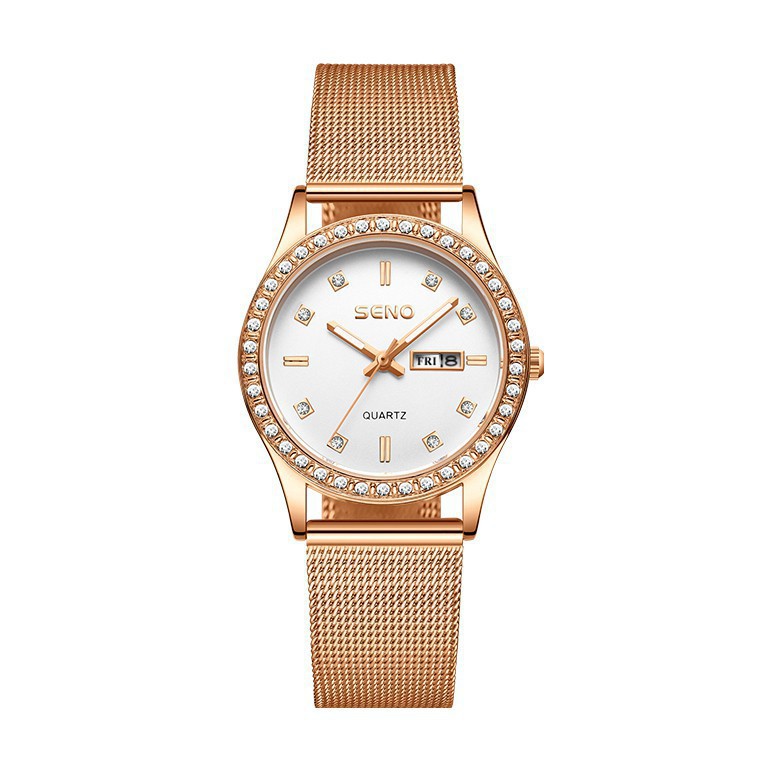 Đồng hồ nữ Seno, mặt tròn chống nước dây kim loại chống gỉ cao cấp DHN336 - senowatch709
