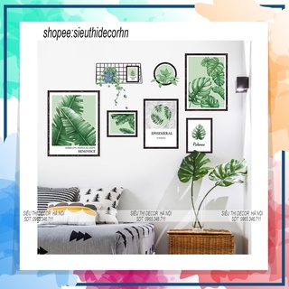Decal dán tường phòng ngủ KHUNG ẢNH LÁ CÂY QR9124. Đề can dán tường Hàn quốc kích thước 60x90cm