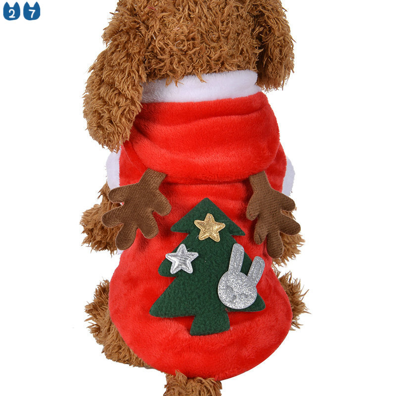 Áo Khoác Vải Flannel Ấm Áp Hình Tuần Lộc Giáng Sinh Năm Mới Cho Cún Cưng 27 Tuổi