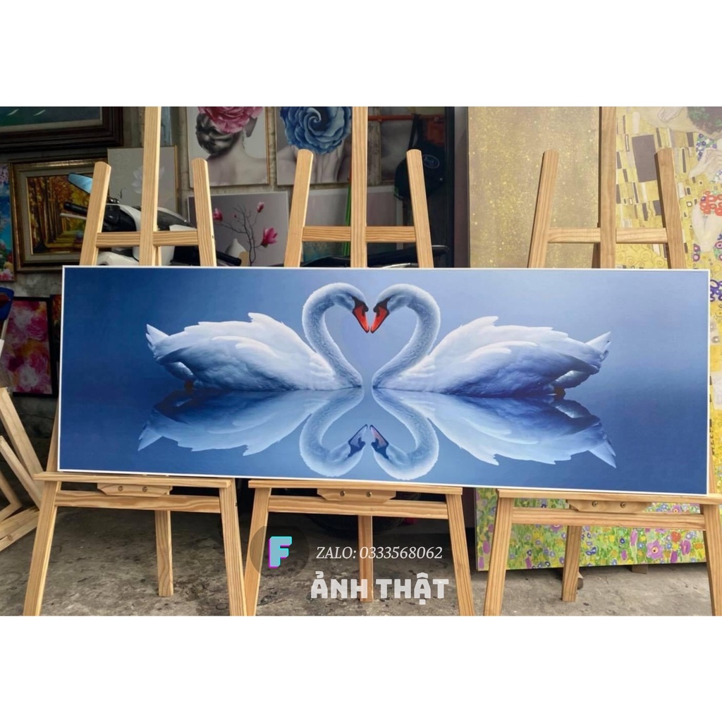 (Có ẢNH THẬT) Tranh Treo Tường Canvas, Bộ 3 tranh decor phòng ngủ, phòng khách đẹp ⚡FREE SHIP⚡ Tranh uyên ương thêm