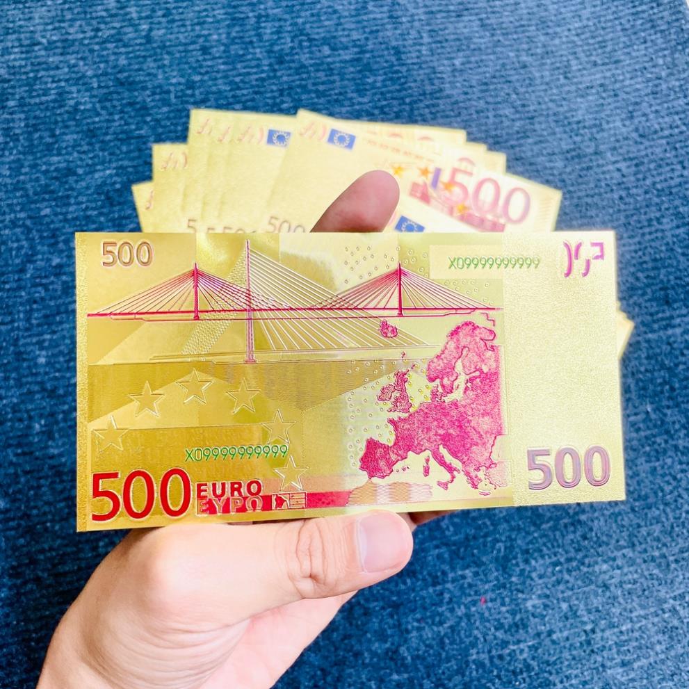Tờ Tiền Kỉ Niệm 500 EURO Plastic Mạ Vàng Lì Xì Tết May Mắn
