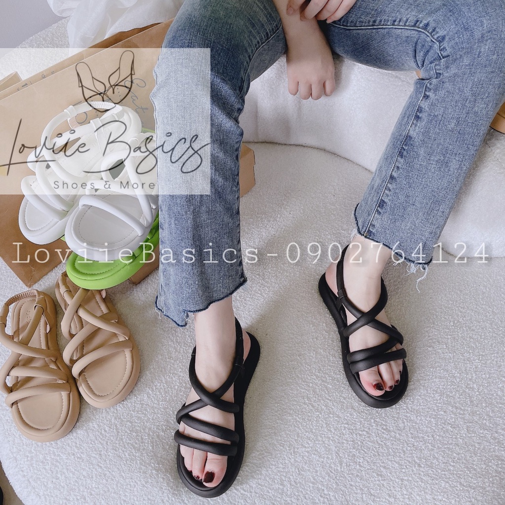 SANDAL XUỒNG LOVIIE BASICS - GIÀY NỮ THỜI TRANG QUAI NGANG PHỒNG DA MỀM ĐẾ BẰNG S220835