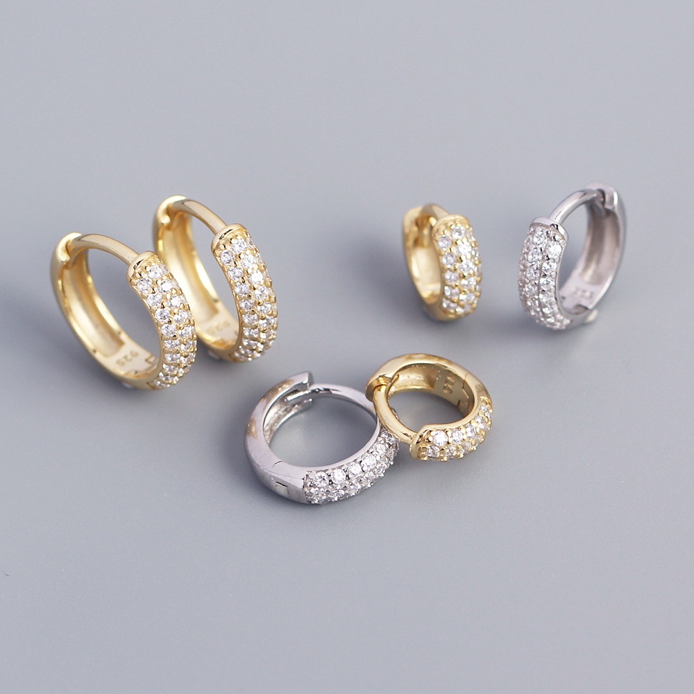 Bông Tai Mạ Bạc 925 Đính Đá Zircon Thời Trang Cho Nam Nữ