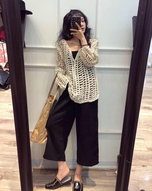 Áo lưới vặn thừng khoác ngoài đi biển siêu hot