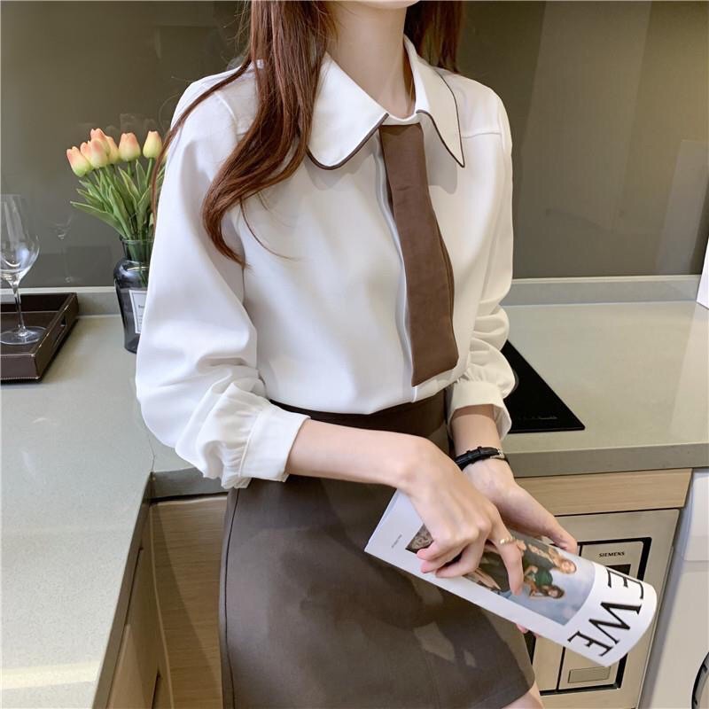 Áo sơ mi cổ nơ xinh xinh