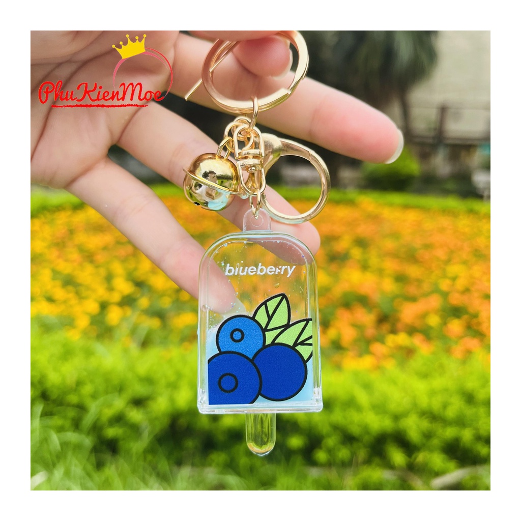Móc chìa khóa nước hình que kem 2 màu xanh và hồng hàng loại 1 , PhuKienMoe handmade