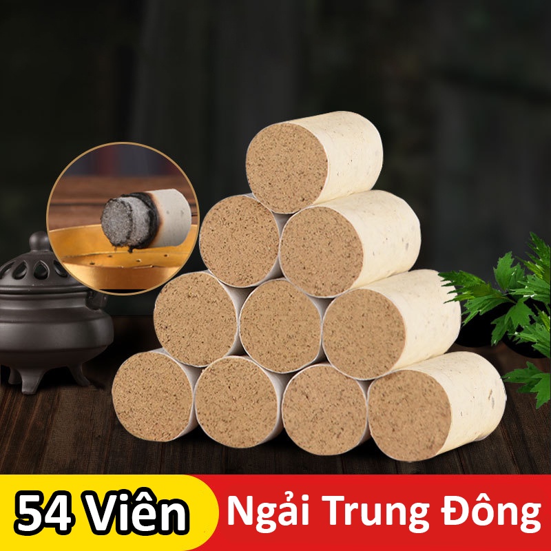 Hộp 54 Viên Ngải Cứu Đông Y - Nhang Điếu Ngải Cứu Xông Hơ Massage (Cháy Lâu, Làm Ấm Nóng, Giảm Đau, Giác Hơi, Mát Xa,..)