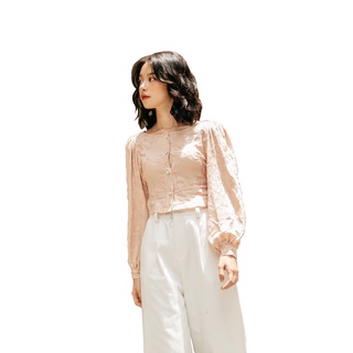 Áo sơ mi cổ tròn dáng ngắn - Brocade shirt - SODA POP