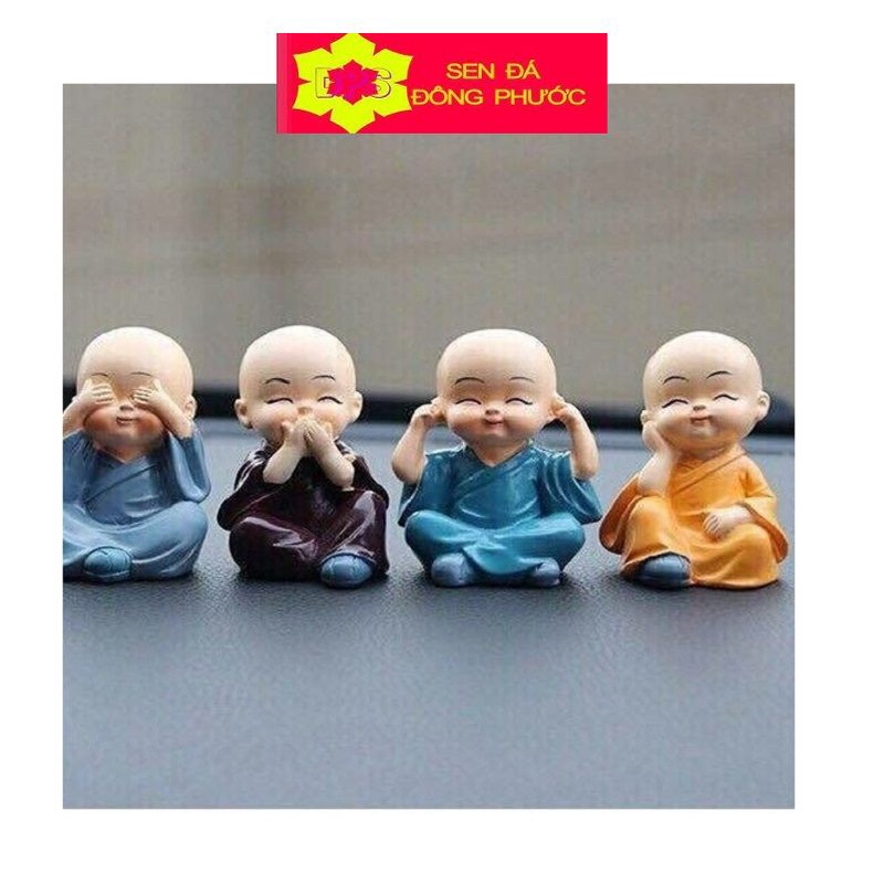 Bộ tựơng tứ không không nón- Tượng chú tiểu tứ không bằng nhựa - tượng phong thuỷ, tượng phật giáo - Sen đá Xương rồng