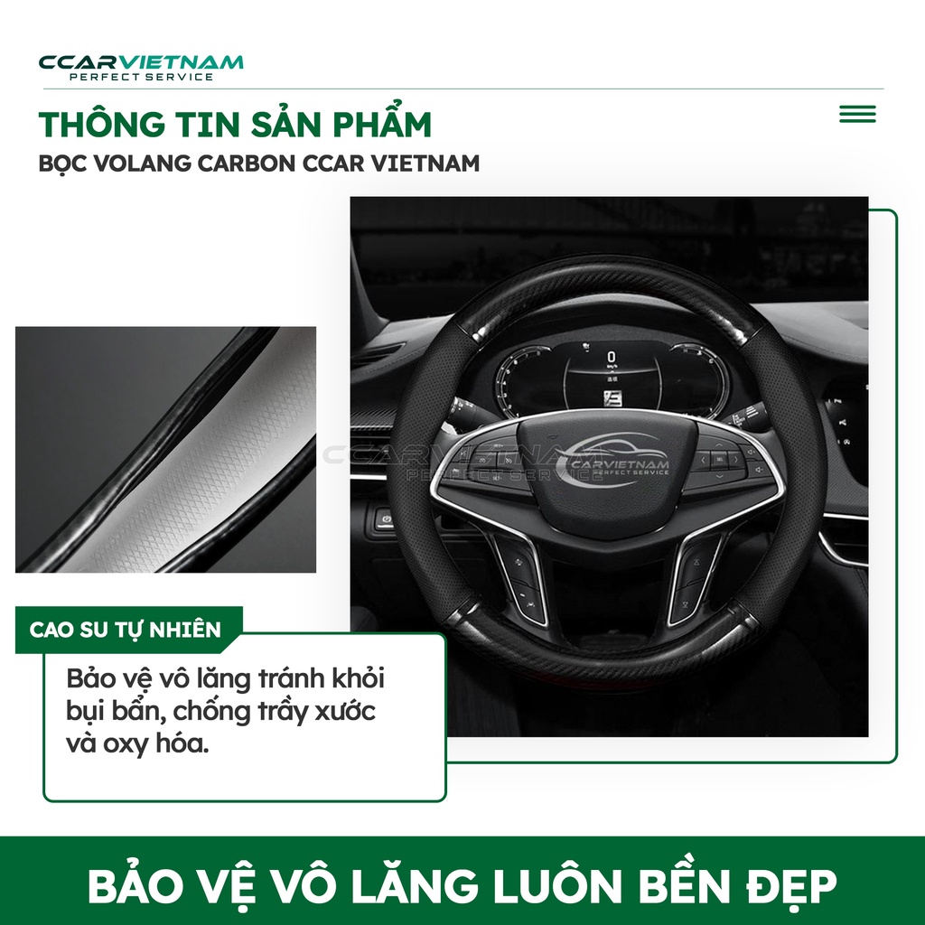 [TẶNG 1 viên rửa kính ô tô] Bọc vô lăng vân carbon ô tô cao cấp