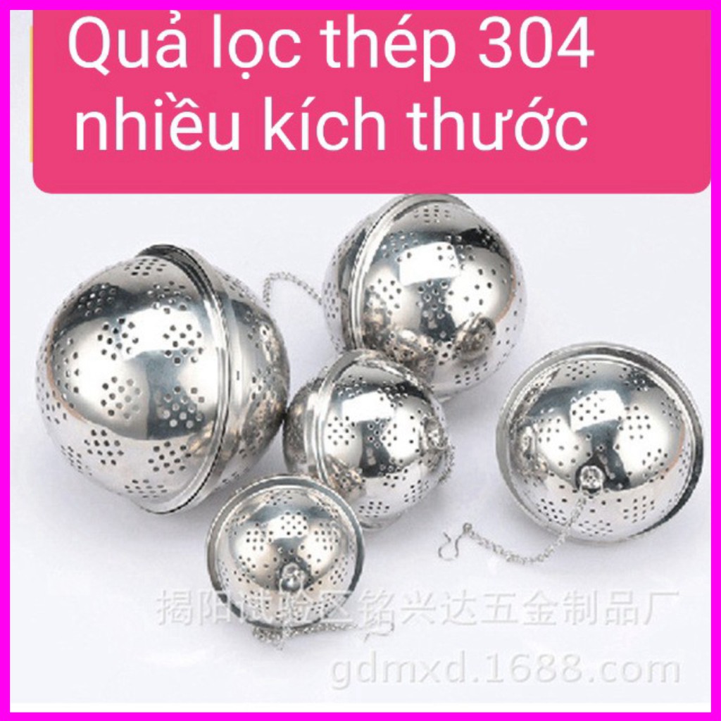 Lọc inox hình tròn cao cấp, có dây treo, nhiều kích thước, quả lọc - VUA BAO BÌ