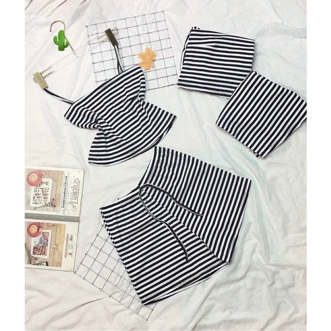 SÉT ÁO HAI DÂY QUẦN THUN SỌC XINH ALOHASHOP91