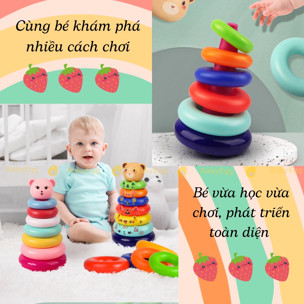 Tháp Xếp Chồng Cầu Vồng Vòng Tròn RÈN LUYỆN TƯ DUY Đồ chơi trẻ em giáo dục montessori cho bé trai gái 1 2 3 tuổi