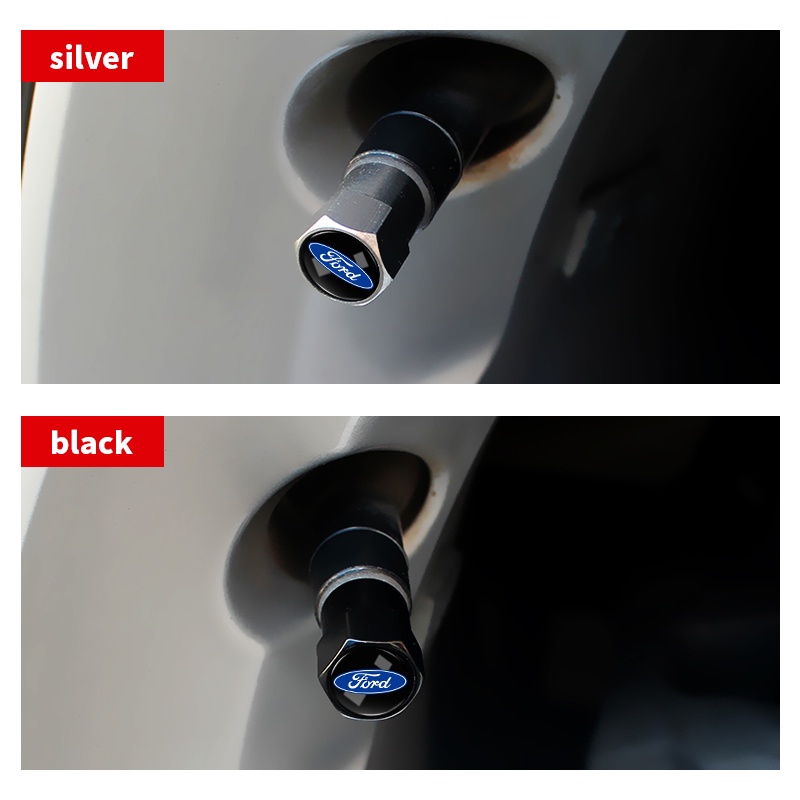 Bộ 4 Nắp Van Bánh Xe Hơi Bằng Nhôm Hình Lục Giác Cho Ford Kuga Fiesta Focus Mondeo Mk1 Mk2 Mk3 St