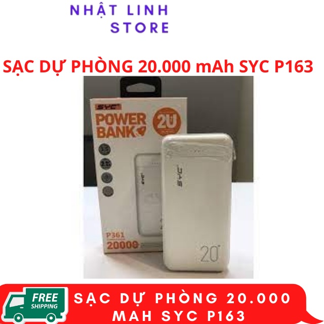 sạc dự phòng,Cục Sạc Dự Phòng cao cấp tự ngắt khi sạc đầy hàng chính hãng BYZ SYC 20000mAh,bảo hành 12 tháng