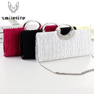 Ví cầm tay vải satin đính đá cho nữ