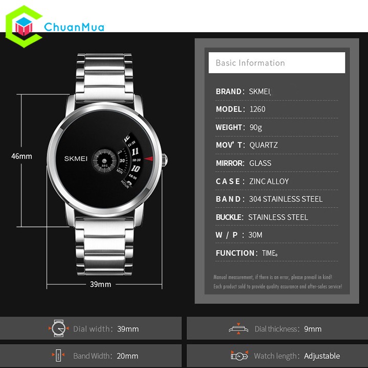 Đồng Hồ Nam Thời Trang SKMEI 1260 Chính Hãng - DHA576