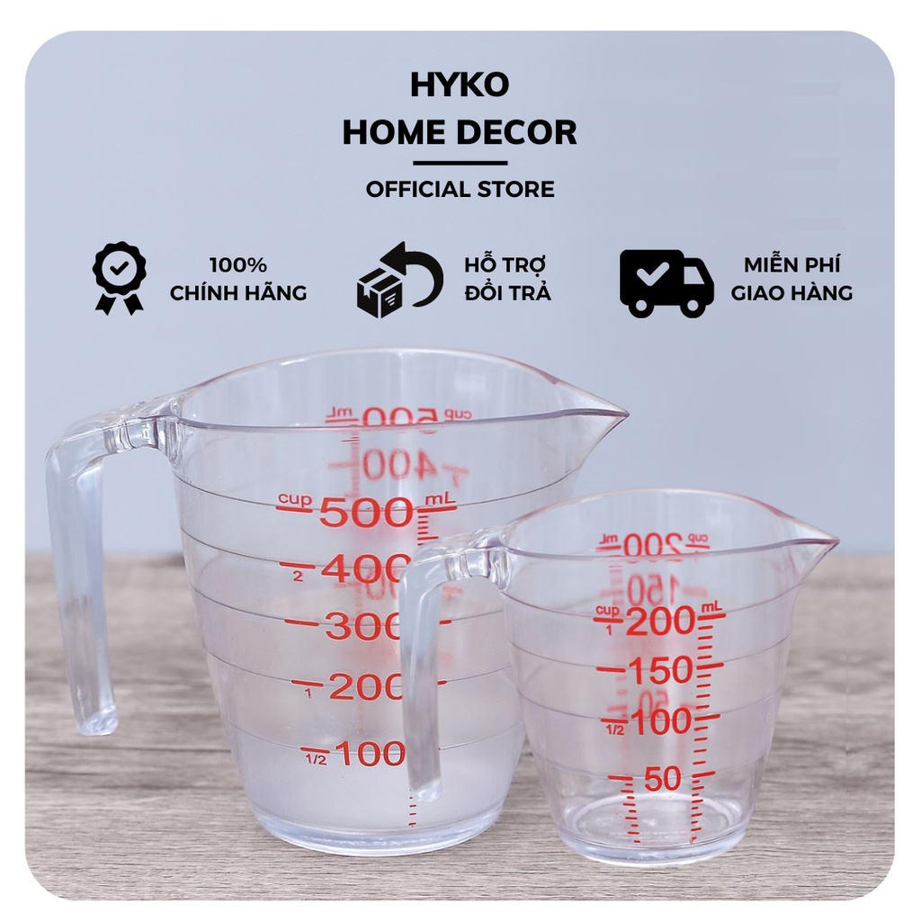 (2 Size) Cốc đong - Ca đong định lượng INOCHI Yoko 200ml 500ml đong chất lỏng, nước, dầu ăn, sữa có vạch chia mức