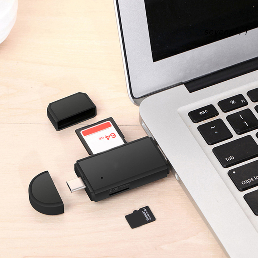 Đầu Đọc Thẻ Nhớ 3 Trong 1 Cổng Type C Micro-Usb Otg Tốc Độ Cao