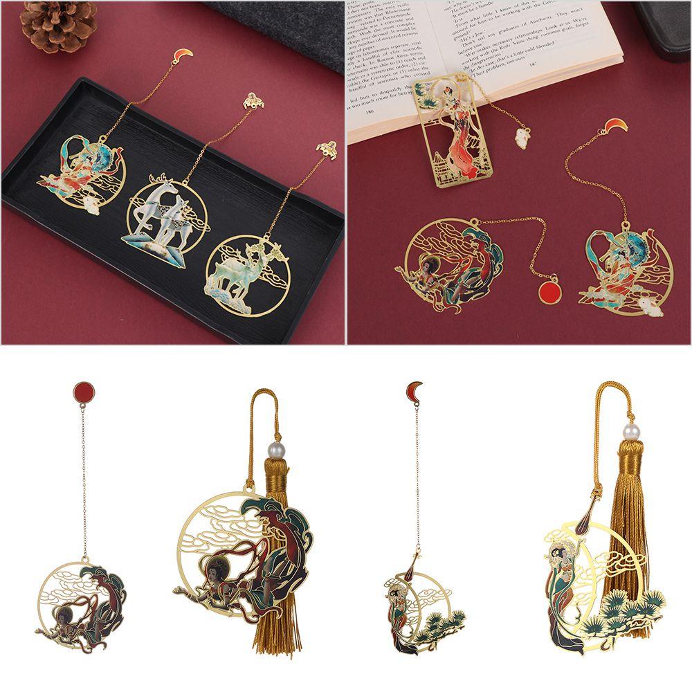 Thẻ Đánh Dấu Trang Sách Bằng Đồng Thau Màu Cầu Vồng Phong Cách Trung Hoa Cổ Điển
