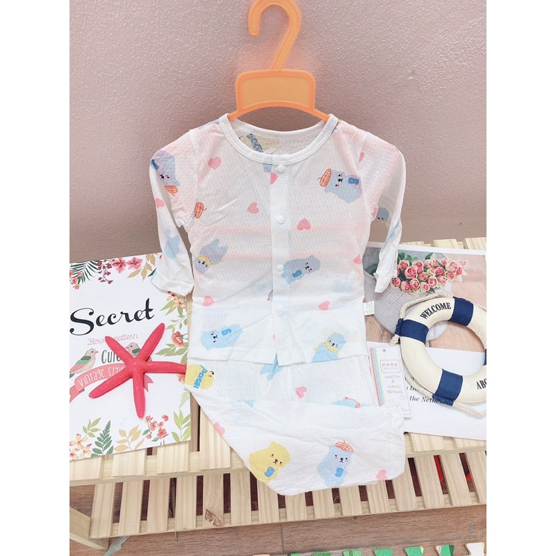 Bộ Dài Tay Chất Thông Hơi Mặc Mát Cho Bé Nằm Ngủ Điều Hoà Mùa Hè size1-5 tuổi