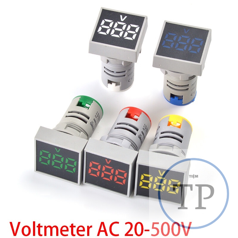 Đèn báo Vôn kế AD136-22DSV đèn led phi 22mm đo điện áp 380VAC 3 màu xanh, đỏ vàng lắp tủ điện