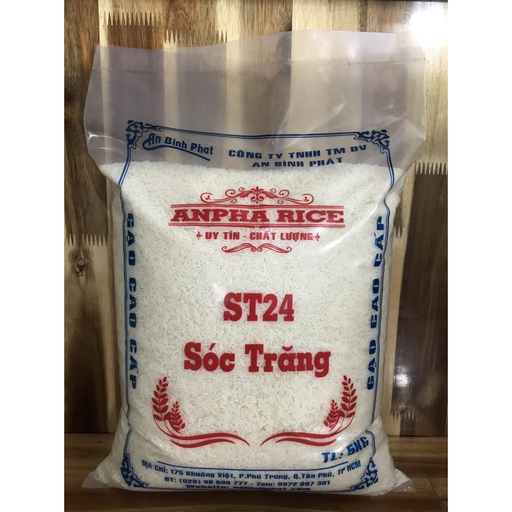 Gạo ST24 AnPha Rice túi 5kg top 3 gạo ngon nhất thế giới