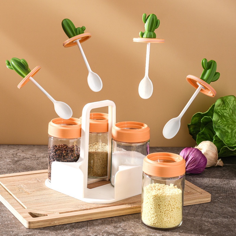 Bộ Lọ Thủy Tinh Đựng Gia Vị Hình Cây Xương Rồng Dành Cho Nhà Bếp
