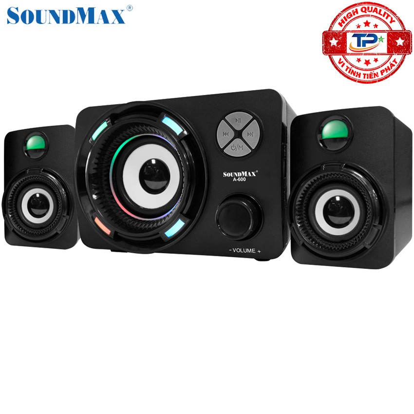 [Mã ELHACE giảm 4% đơn 300K] Loa Vi Tính SoundMax A-600 2.1 / A600 hỗ trợ Bluetooth, đọc thẻ nhớ , USB đèn LED