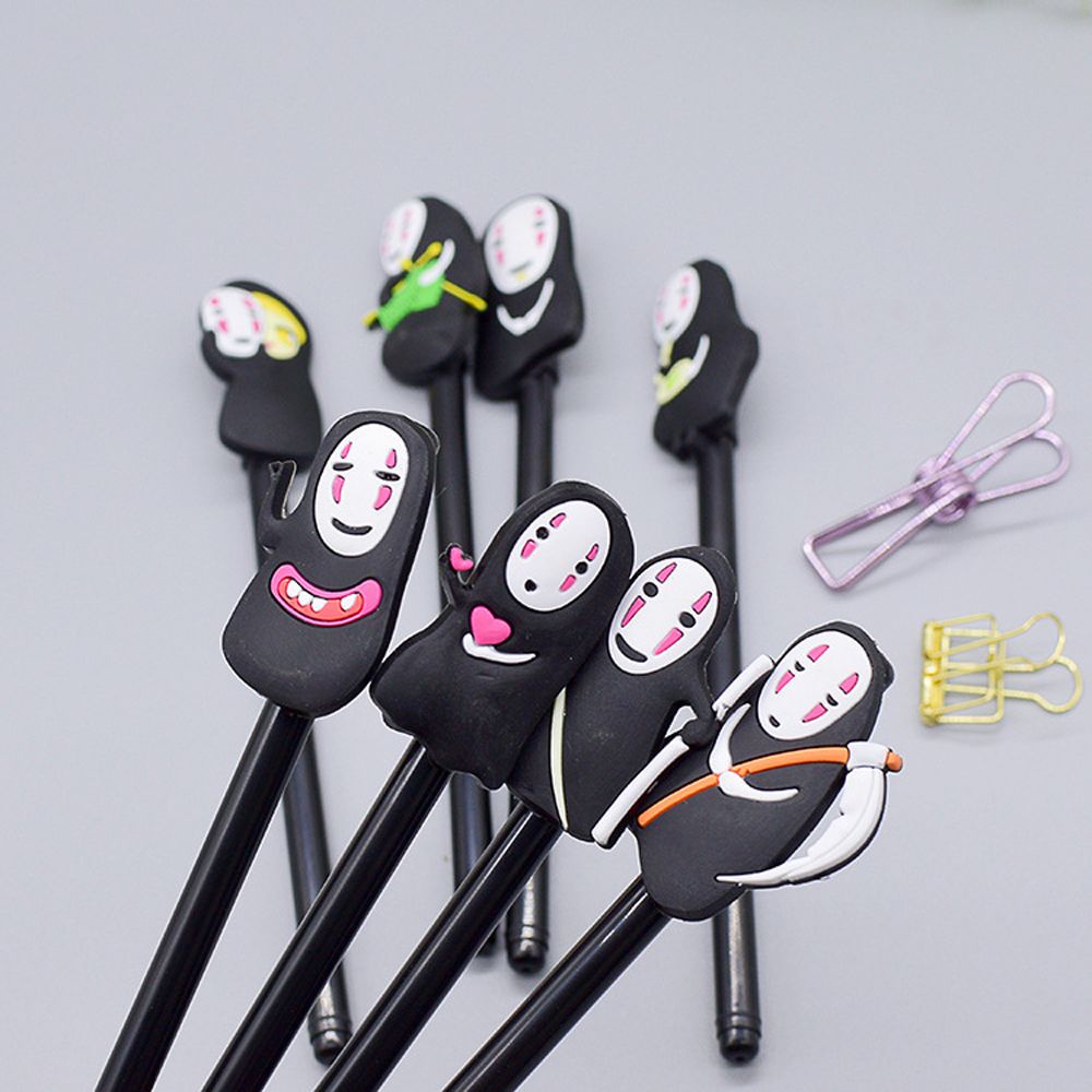Set 1 / 8 bút mực gel đen hình vô diện hoạt hình dễ thương 0.38mm